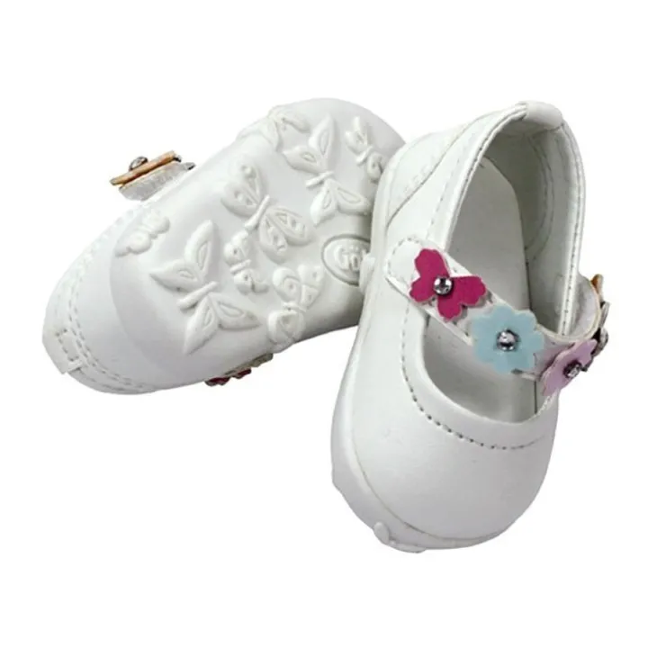 Compléments pour poupée 42-50 cm - Chaussures blanches à fleurs