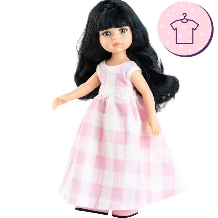 Ensemble pour poupée Paola Reina 32 cm - Las Amigas - Carina - Robe à carreaux rose