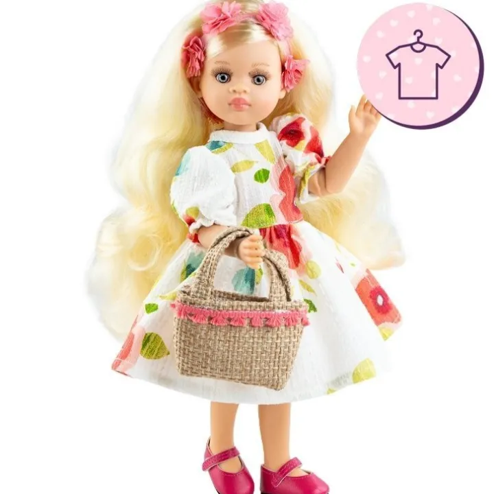 Ensemble pour poupée Paola Reina 32 cm - Las Amigas Articulée - Concha - Robe à fleurs et panier