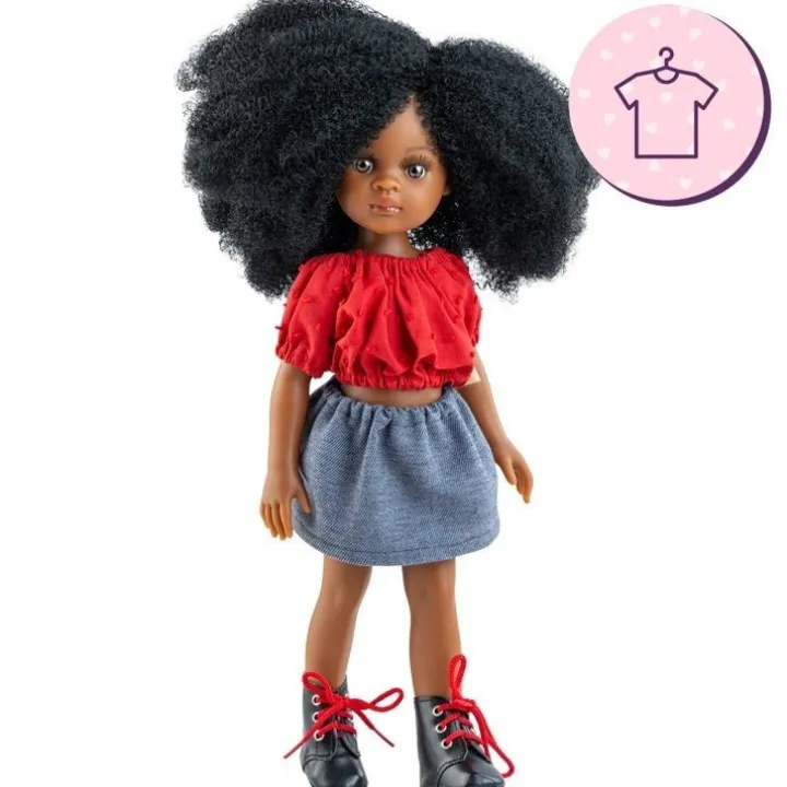 Ensemble pour poupée Paola Reina 32 cm - Las Amigas - Camila - Ensemble rouge-gris
