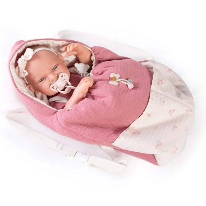 Poupée Antonio Juan 42 cm - Léa nouveau-né avec sac-sac à dos pour promenade