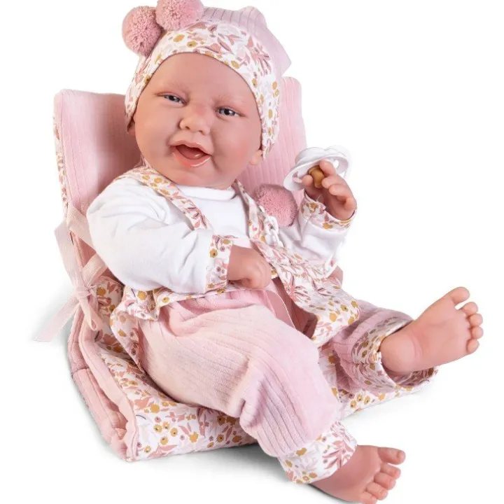 Poupée Antonio Juan 42 cm - Nouveau-né Carla avec chaise et matelas à langer