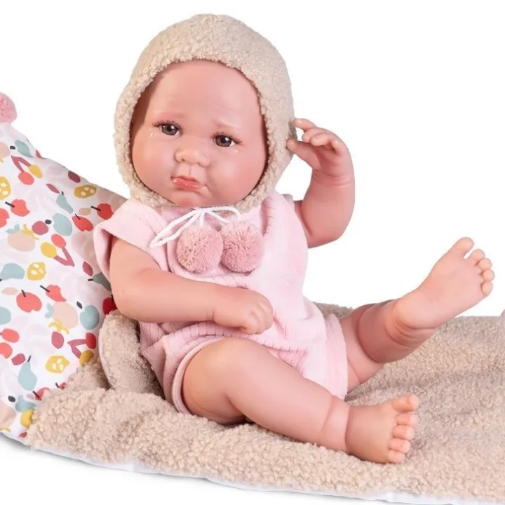 Poupée Antonio Juan 42 cm - Nouveau-né Luca avec un lit en peluche
