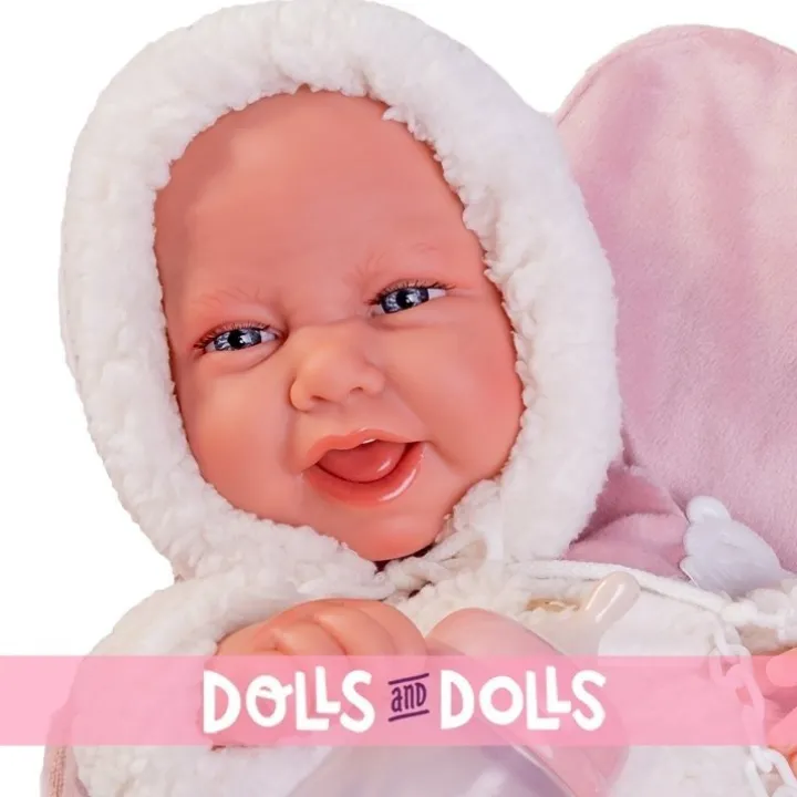 Poupée Antonio Juan 42 cm - Nouveau-né Carla avec une serviette pour bébé
