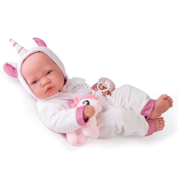 Poupée Antonio Juan 42 cm - Nouveau-né en costume de licorne