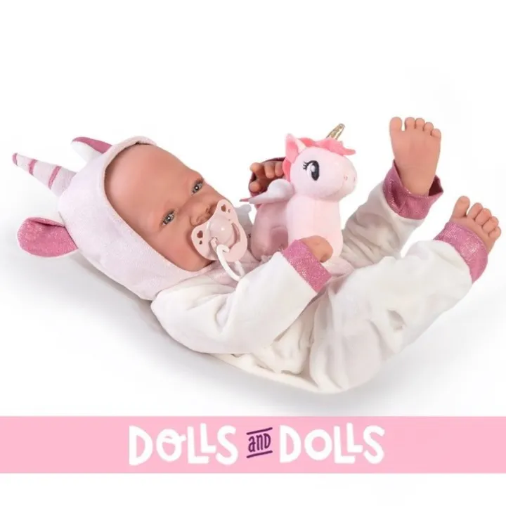 Poupée Antonio Juan 42 cm - Nouveau-né en costume de licorne