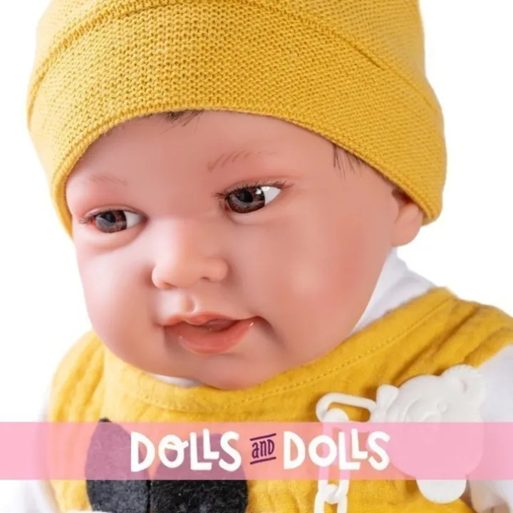 Poupée Antonio Juan 42 cm - Nouveau-né Pipo petites oreilles avec coussin