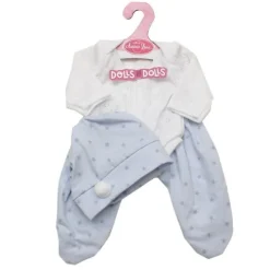 Poupée Antonio Juan 33-34 cm Tenue - Pyjama bleu et blanc avec étoiles et bonnet