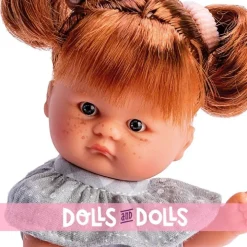 Poupée Así 20 cm - Bomboncín fille avec robe grise à carreaux et col en mousseline grise