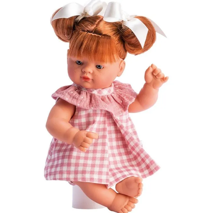Poupée Así 36 cm - Guille en robe à carreaux rose avec col en mousseline rose