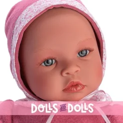 Poupée Así 46 cm - Leo avec robe fleurie rose et plastron fuchsia