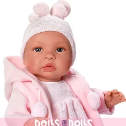 Poupée Así 46 cm - Leo avec robe tricotée rose et duffle coat rose