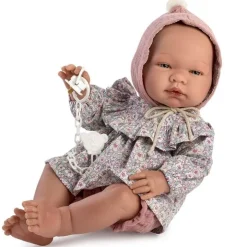 Poupée Así 43 cm - María avec chemise à volants fleuris et bloomer rose