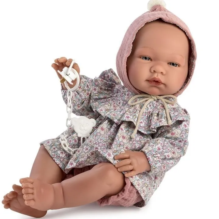 Poupée Así 43 cm - María avec chemise à volants fleuris et bloomer rose