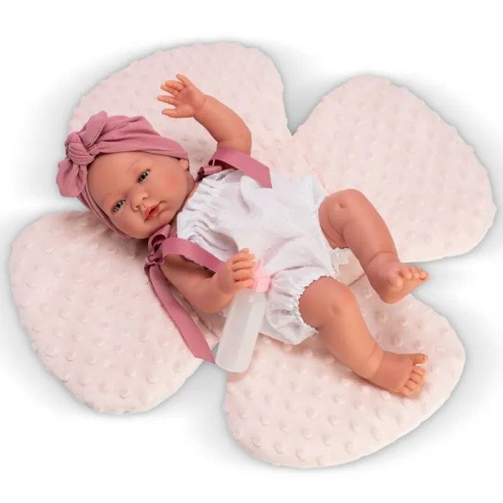Poupée Así 43 cm - Maria avec grenouillère plumeti et ensemble de coussins fleuris