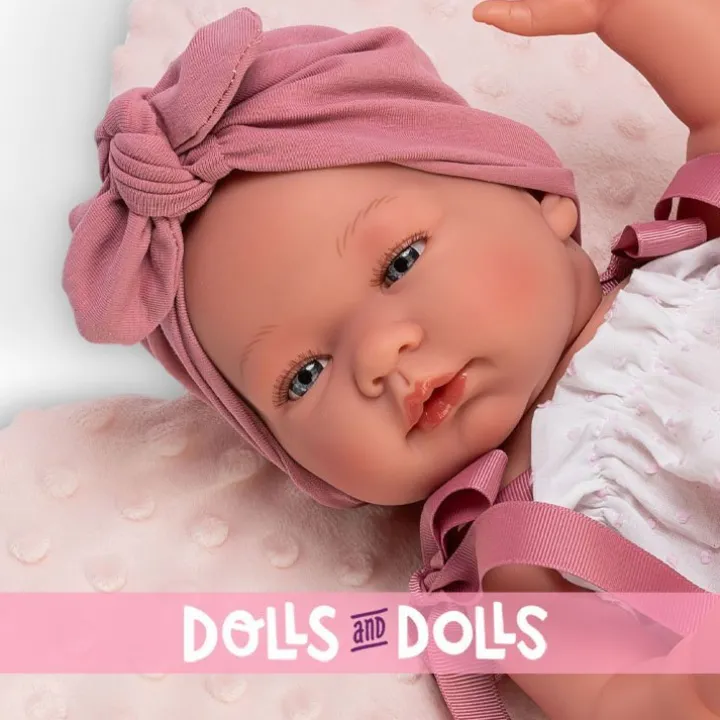 Poupée Así 43 cm - Maria avec grenouillère plumeti et ensemble de coussins fleuris