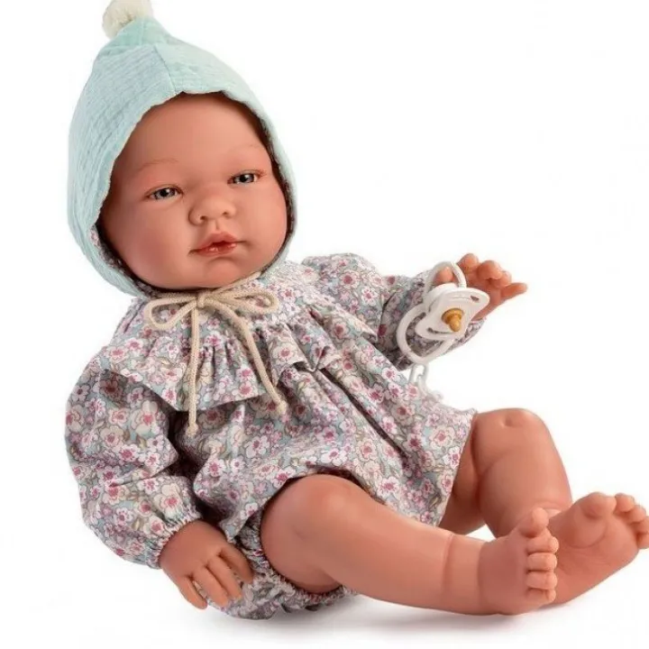 Poupée Así 43 cm - Pablo avec barboteuse à volants fleuris et chapeau vert menthe