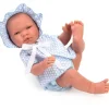 Poupée Así 43 cm - Pablo avec barboteuse en piqué bleu clair avec cercles blancs