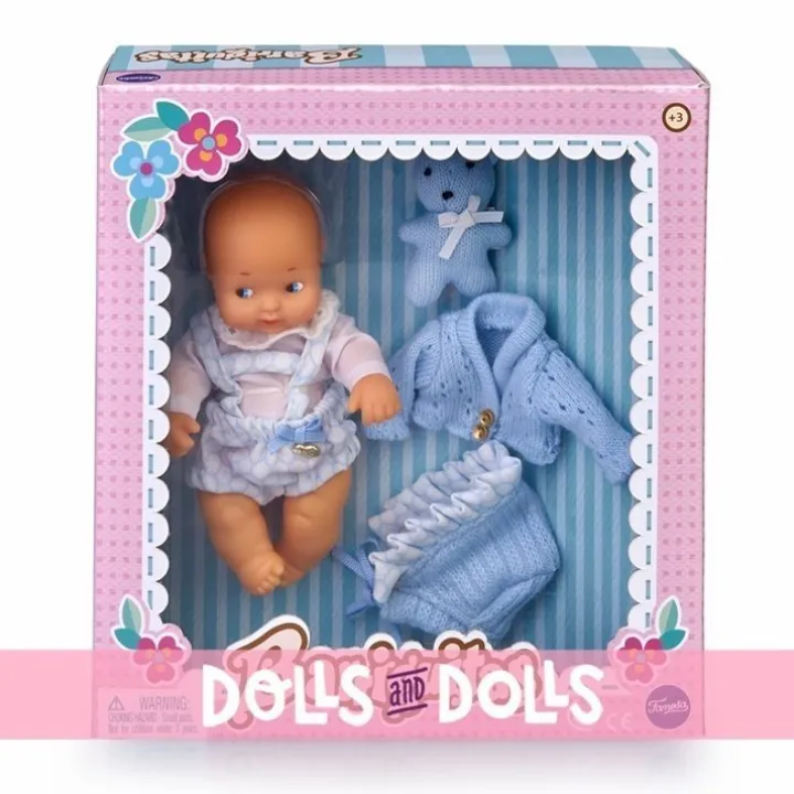 Poupée classique Barriguitas 15 cm - Ensemble bébé avec vêtements bleus