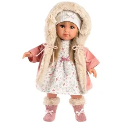 Poupée Llorens 35 cm - Elena avec robe à fleurs et veste à capuche