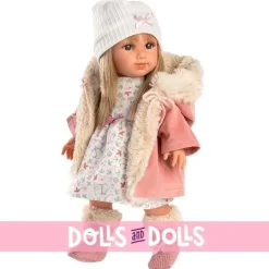 Poupée Llorens 35 cm - Elena avec robe à fleurs et veste à capuche