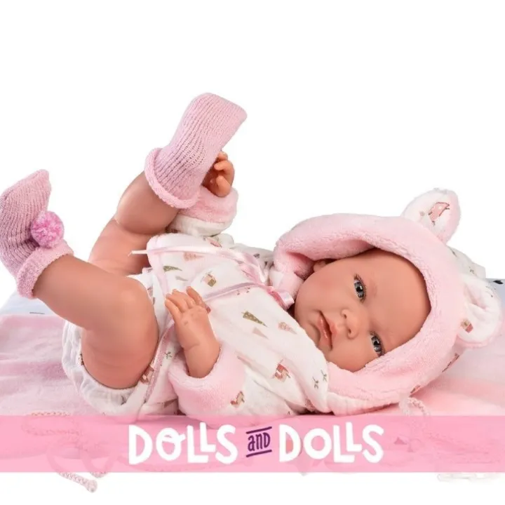 Poupée Llorens 40 cm - Nica nouveau-né avec table à langer pour la salle de bain