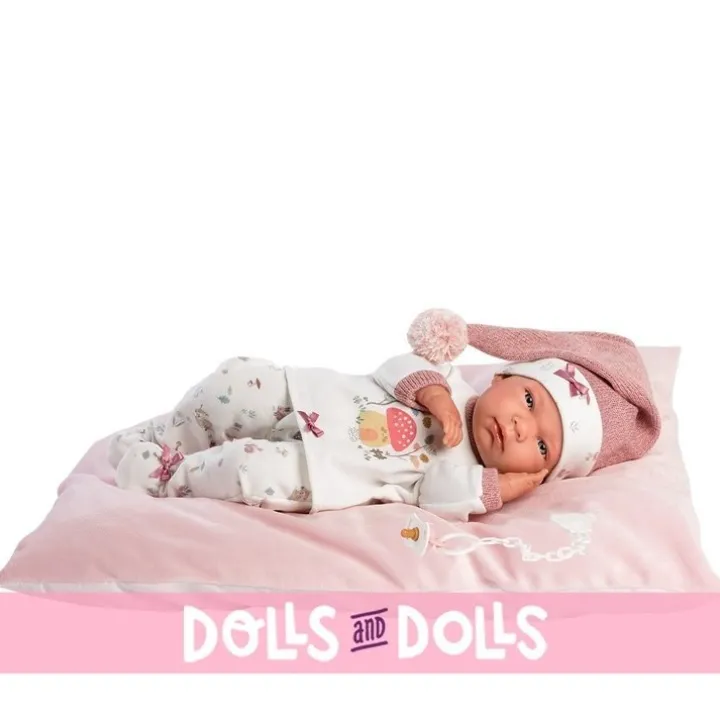 Poupée Llorens 40 cm - Nica nouveau-né avec un pyjama champignon