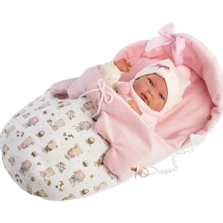 Poupée Llorens 40 cm - Nica nouveau-né avec un sac rose