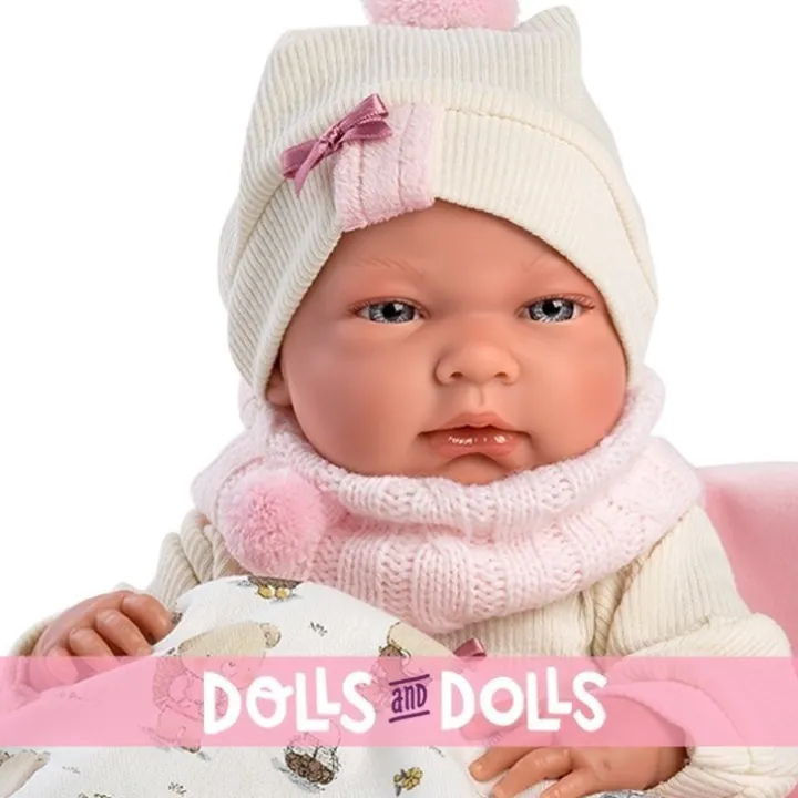 Poupée Llorens 40 cm - Nica nouveau-né avec un sac rose