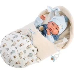 Poupée Llorens 40 cm - Nico nouveau-né avec un sac bleu