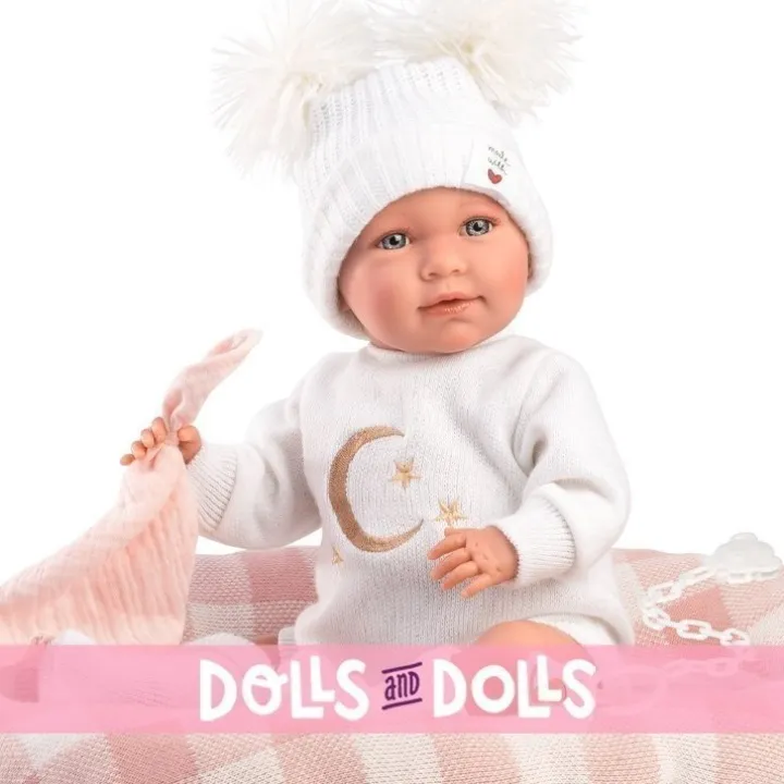 Poupée Llorens 40 cm - Nouveau-né Mimi crybaby avec broderie de la lune