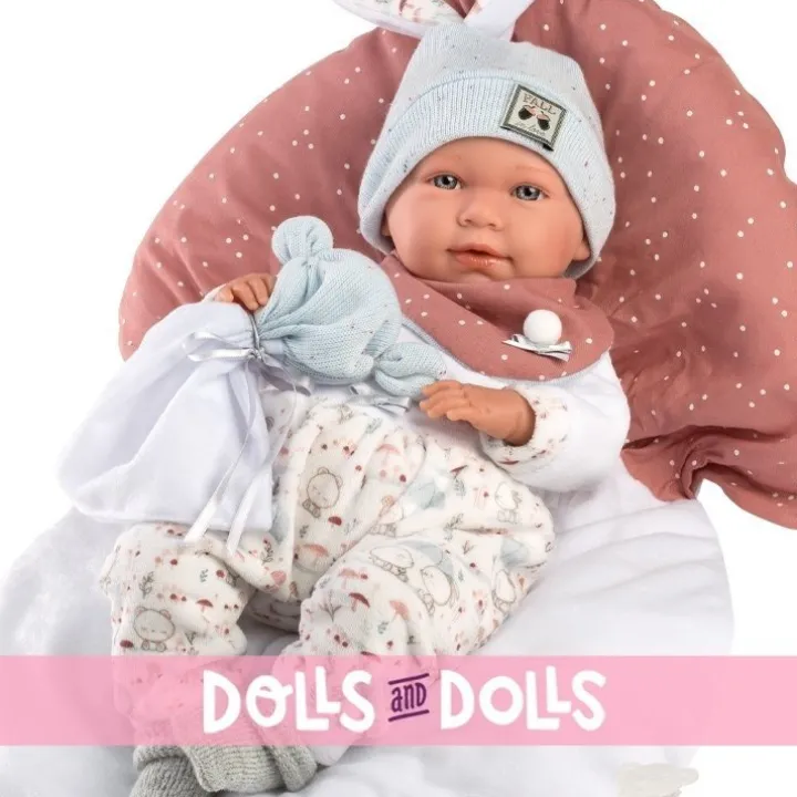 Poupée Llorens 40 cm - Nouveau-né Mimi crybaby avec coussin champignon