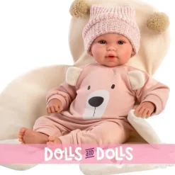 Poupée Llorens 36 cm - Ours rose qui pleure nouveau-né