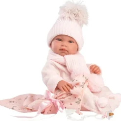 Poupée Llorens 43 cm - Tina nouveau-né avec serviette bambi rose