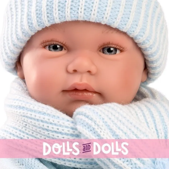 Poupée Llorens 43 cm - Tino nouveau-né avec toquilla bambi bleu clair