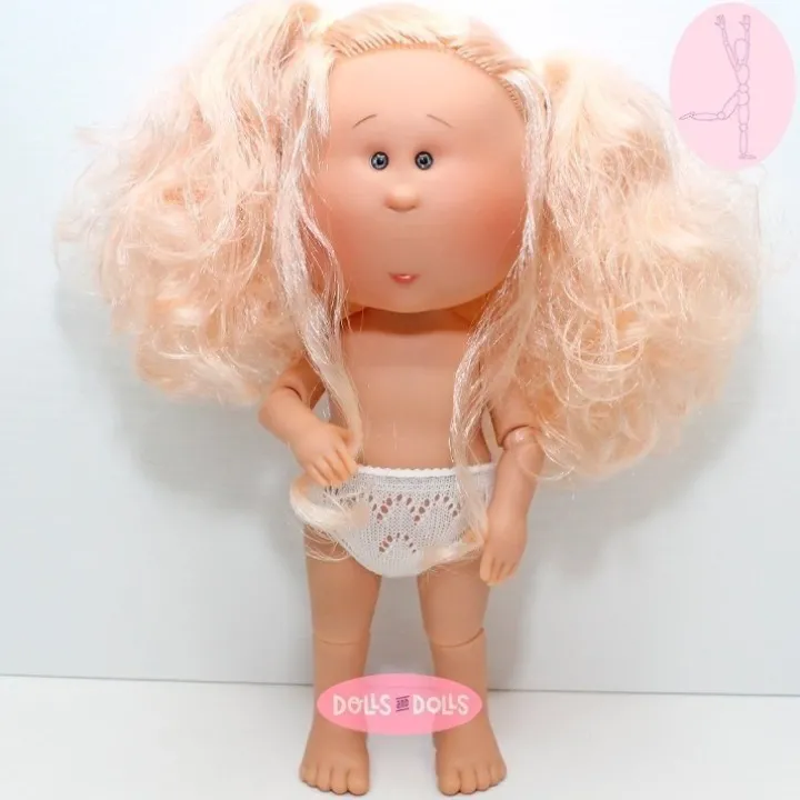 Poupée Nines d'Onil 30 cm - Mia ARTICULÉE - Mia avec des cheveux ondulés roses - Sans vêtements