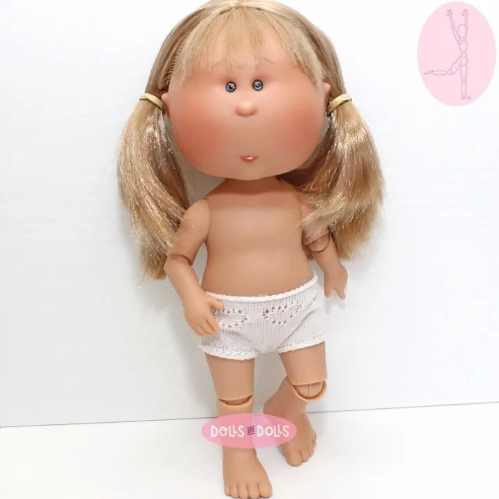 Poupée Nines d'Onil 30 cm - Mia ARTICULÉE - Mia blonde aux cheveux raides, franges et nattes - Sans vêtements