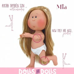 Poupée Nines d'Onil 30 cm - Mia ARTICULÉE - Mia noire aux cheveux raides - Sans vêtements
