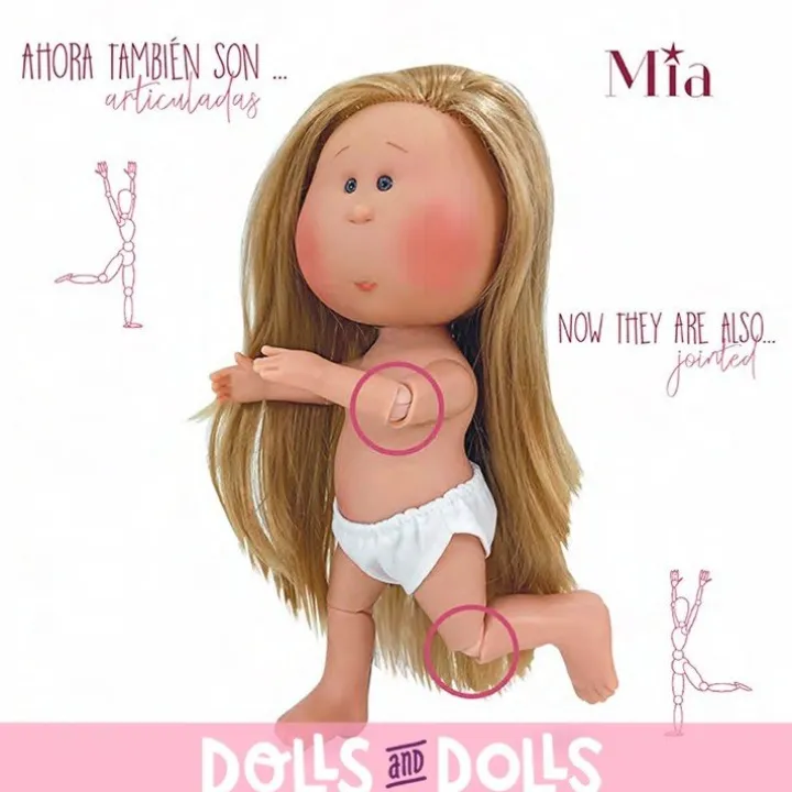 Poupée Nines d'Onil 30 cm - Mia ARTICULÉE - Mia noire aux cheveux raides - Sans vêtements