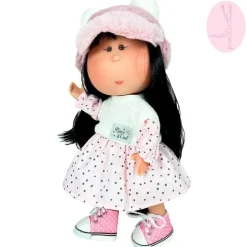 Poupée Nines d'Onil 30 cm - Mia ARTICULÉE - asiatique avec robe et chapeau à pois