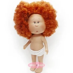 Poupée Nines d'Onil 30 cm - Mia aux cheveux roux bouclés avec des nattes - Sans vêtements