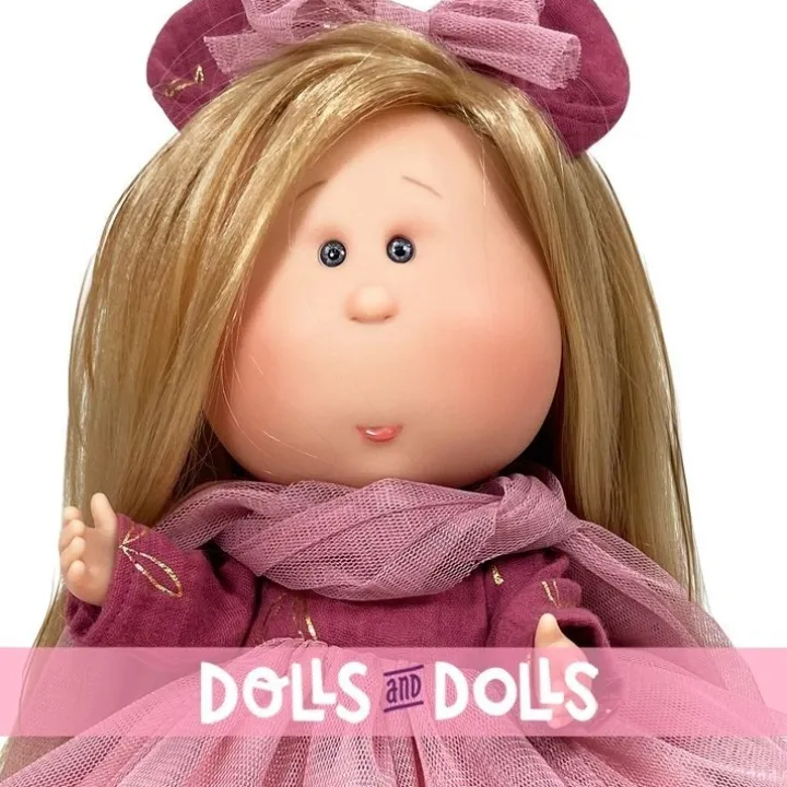 Poupée Nines d'Onil 30 cm - Mia blonde dans une robe en tulle rose