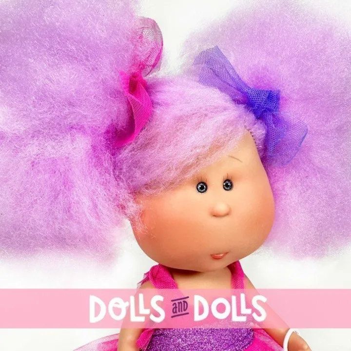 Poupée Nines d'Onil 30 cm - Mia Cotton avec cheveux lilas et mascotte