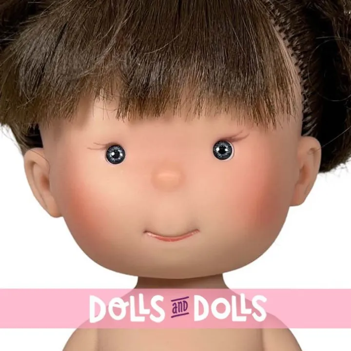 Poupée Nines d'Onil 30 cm - Pippa aux cheveux bruns en chignon et aux yeux gris - Sans vêtements