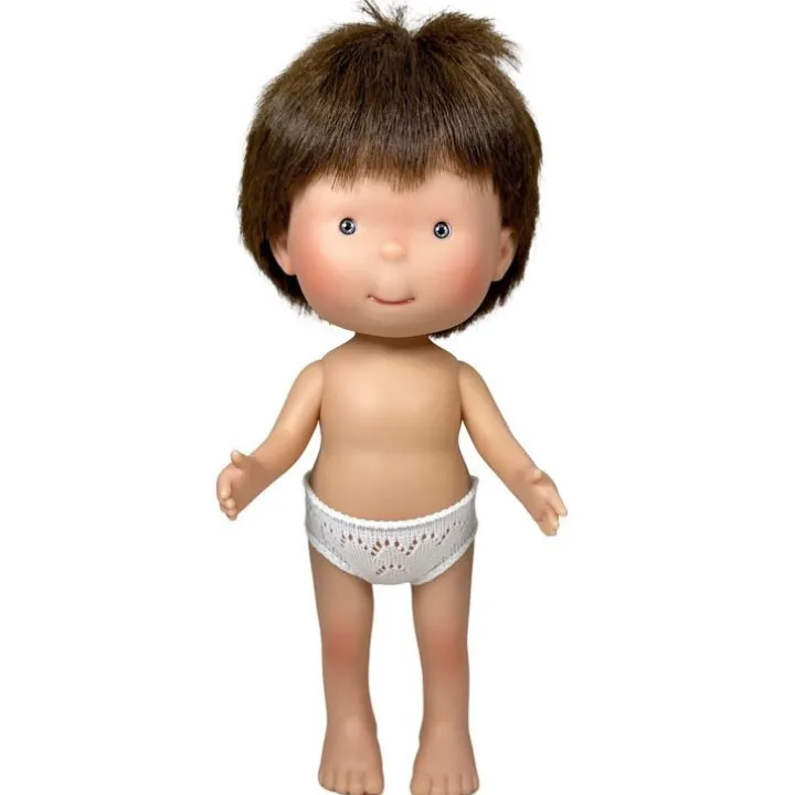 Poupée Nines d'Onil 30 cm - Pippo aux cheveux bruns raides et yeux gris - Sans vêtements