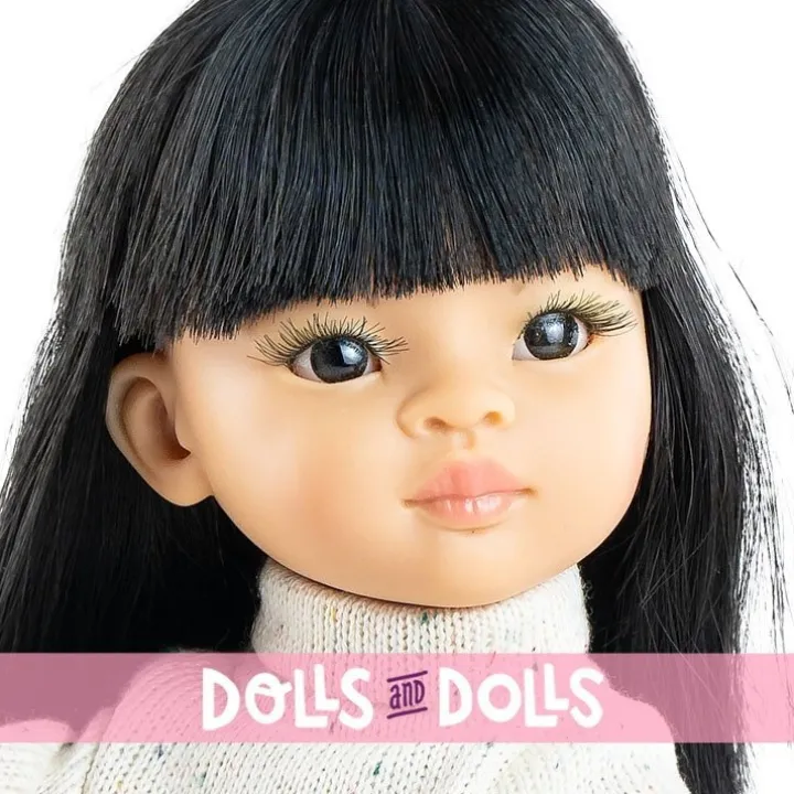 Poupée Paola Reina 32 cm - Las Amigas - Liu en pull blanc et jupe fleurie bleue