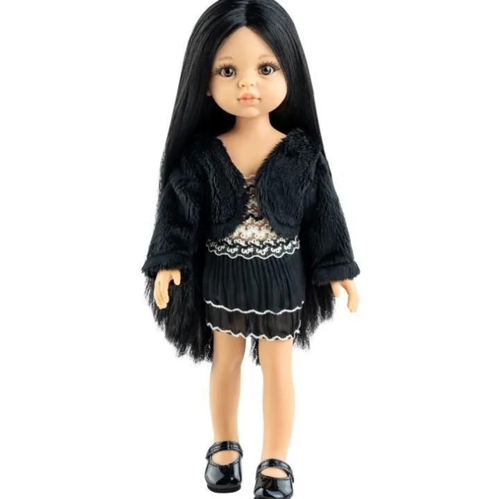 Poupée Paola Reina 32 cm - Las Amigas - Carola en robe noire avec bordures et veste