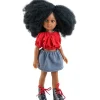 Poupée Paola Reina 32 cm - Las Amigas - Camila avec un ensemble rouge-gris