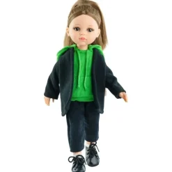 Poupée Paola Reina 32 cm - Las Amigas - Berta avec une tenue noir-vert