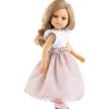 Poupée Paola Reina 32 cm - Las Amigas - Ana en robe blanche-rose à pois